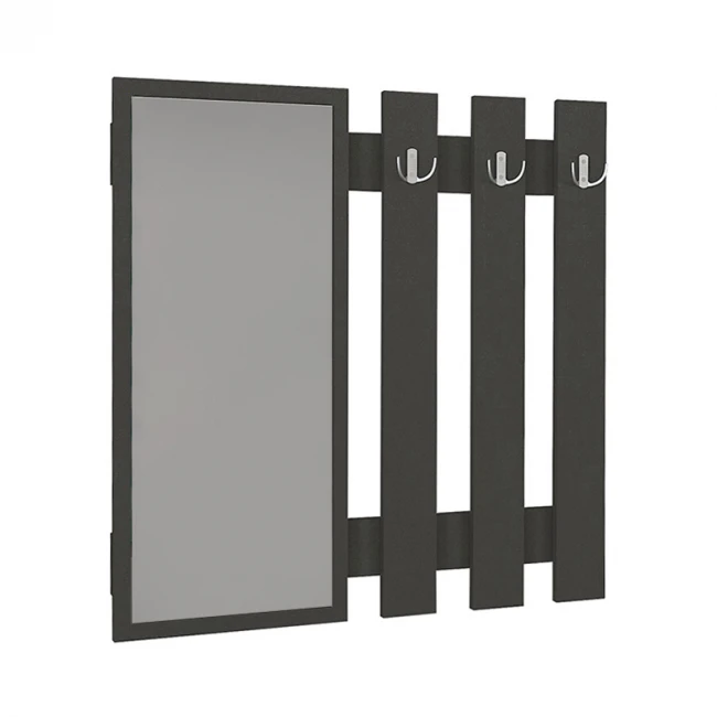 Κρεμάστρα τοίχου με καθρέπτη Folin Megapap χρώμα ανθρακί 90x4x90εκ.
