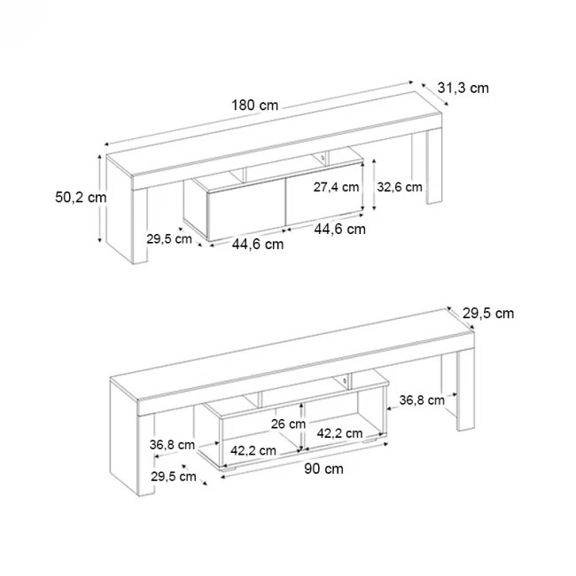 Έπιπλο τηλεόρασης Woodra Megapap χρώμα travertine 180x31,3x50,2εκ.