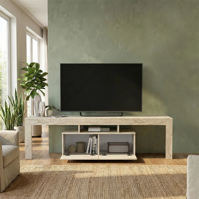 Έπιπλο τηλεόρασης Woodra Megapap χρώμα travertine 180x31,3x50,2εκ.