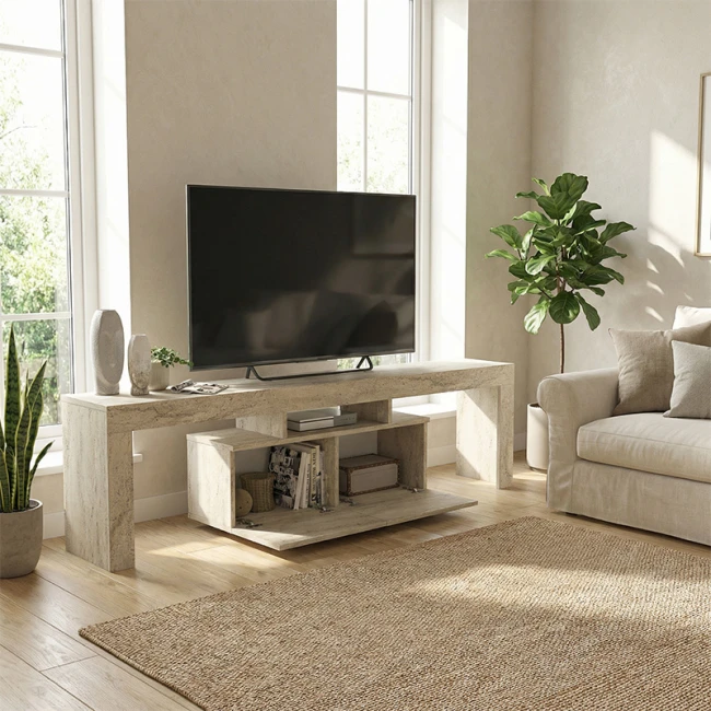 Έπιπλο τηλεόρασης Woodra Megapap χρώμα travertine 180x31,3x50,2εκ.