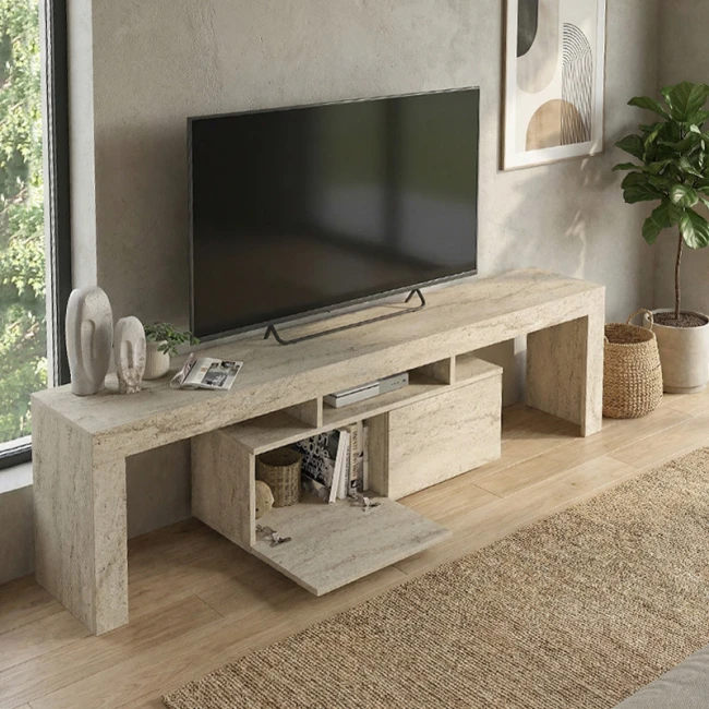 Έπιπλο τηλεόρασης Woodra Megapap χρώμα travertine 180x31,3x50,2εκ.