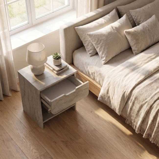 Κομοδίνο Mida Megapap χρώμα travertine 45x40x52εκ.