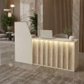 Γραφείο υποδοχής - reception Zegma Megapap με LED χρώμα sandstone - travertine 181,2x73,2x120εκ.