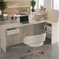 Γραφείο υποδοχής - reception Zegma Megapap με LED χρώμα sandstone - travertine 181,2x73,2x120εκ.