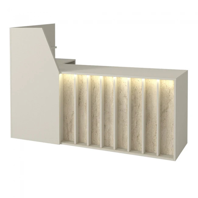 Γραφείο υποδοχής - reception Zegma Megapap με LED χρώμα sandstone - travertine 181,2x73,2x120εκ.