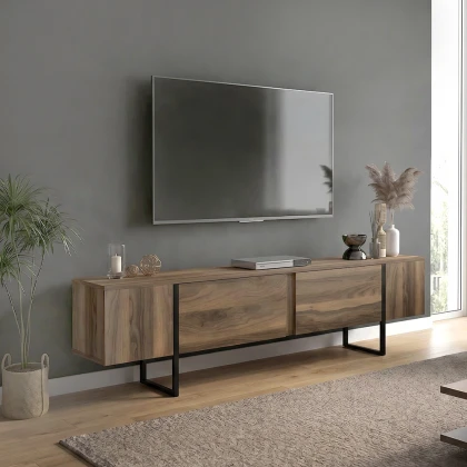 Έπιπλο τηλεόρασης Orontes Megapap χρώμα καρυδί 180x29,6x50εκ.