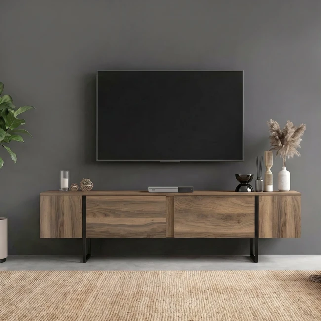 Έπιπλο τηλεόρασης Orontes Megapap χρώμα καρυδί 180x29,6x50εκ.