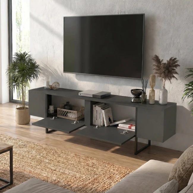 Έπιπλο τηλεόρασης Orontes Megapap χρώμα ανθρακί 180x29,6x50εκ.