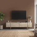 Έπιπλο τηλεόρασης Orontes Megapap χρώμα travertine - χρυσό 180x29,6x50εκ.