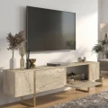Έπιπλο τηλεόρασης Orontes Megapap χρώμα travertine - χρυσό 180x29,6x50εκ.