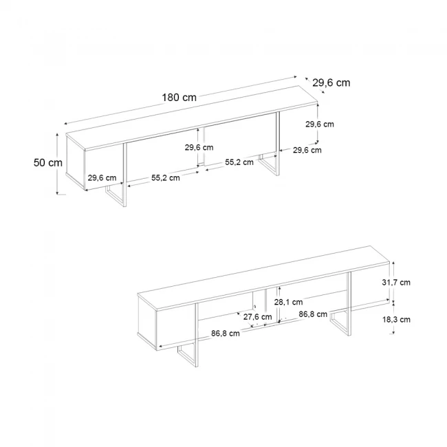 Έπιπλο τηλεόρασης Orontes Megapap χρώμα travertine - χρυσό 180x29,6x50εκ.