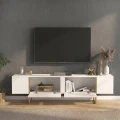 Έπιπλο τηλεόρασης Orontes Megapap χρώμα λευκό - χρυσό 180x29,6x50εκ.