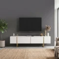 Έπιπλο τηλεόρασης Orontes Megapap χρώμα λευκό - χρυσό 180x29,6x50εκ.