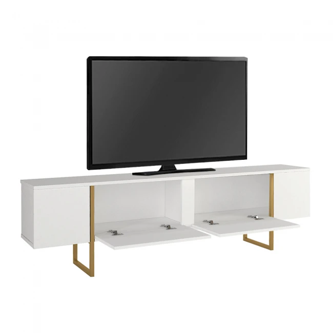 Έπιπλο τηλεόρασης Orontes Megapap χρώμα λευκό - χρυσό 180x29,6x50εκ.