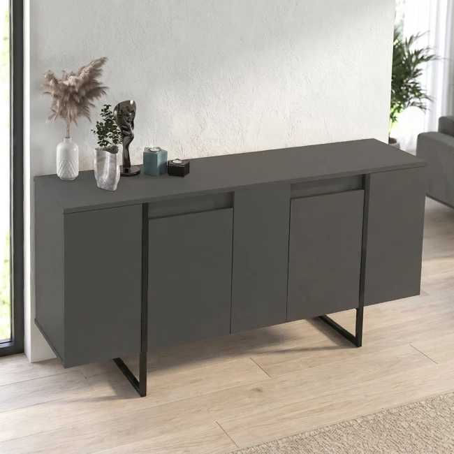 Μπουφές Orontes Megapap χρώμα ανθρακί 160x35,2x80εκ.