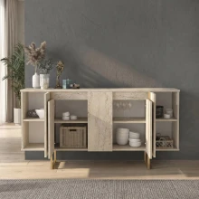Μπουφές Orontes Megapap χρώμα travertine - χρυσό 160x35,2x80εκ.