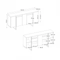 Μπουφές Orontes Megapap χρώμα travertine - χρυσό 160x35,2x80εκ.
