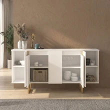 Μπουφές Orontes Megapap χρώμα λευκό - χρυσό 160x35,2x80εκ.