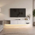 Έπιπλο τηλεόρασης επιτοίχιο Korven Megapap με LED χρώμα λευκό 180x35x28,8εκ.