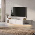 Έπιπλο τηλεόρασης επιτοίχιο Korven Megapap με LED χρώμα λευκό 180x35x28,8εκ.