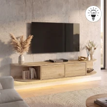 Έπιπλο τηλεόρασης επιτοίχιο Korven Megapap με LED χρώμα sepet oak 180x35x28,8εκ.