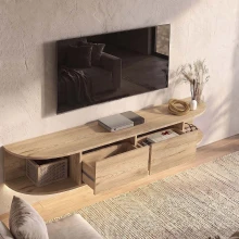 Έπιπλο τηλεόρασης επιτοίχιο Korven Megapap με LED χρώμα sepet oak 180x35x28,8εκ.