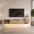 Έπιπλο τηλεόρασης επιτοίχιο Korven Megapap με LED χρώμα sepet oak 180x35x28,8εκ.