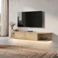 Έπιπλο τηλεόρασης επιτοίχιο Korven Megapap με LED χρώμα sepet oak 180x35x28,8εκ.