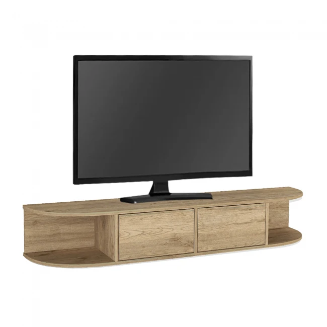 Έπιπλο τηλεόρασης επιτοίχιο Korven Megapap με LED χρώμα sepet oak 180x35x28,8εκ.