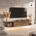 Έπιπλο τηλεόρασης επιτοίχιο Korven Megapap με LED χρώμα καρυδί 180x35x28,8εκ.