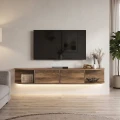 Έπιπλο τηλεόρασης επιτοίχιο Korven Megapap με LED χρώμα καρυδί 180x35x28,8εκ.