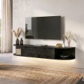 Έπιπλο τηλεόρασης επιτοίχιο Korven Megapap με LED χρώμα sencron black 180x35x28,8εκ.