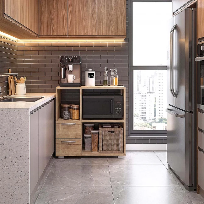 Έπιπλο κουζίνας για φουρνάκι Ece Megapap χρώμα sapphire oak 80x40x83εκ.