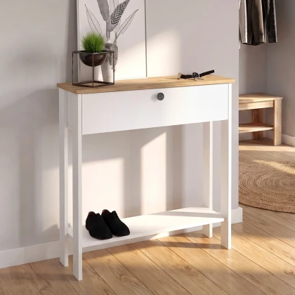 Κονσόλα Priapos Megapap χρώμα λευκό - sepet oak 90x29,6x91,8εκ.