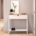 Κονσόλα Priapos Megapap χρώμα λευκό - sepet oak 90x29,6x91,8εκ.