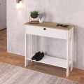 Κονσόλα Priapos Megapap χρώμα λευκό - sepet oak 90x29,6x91,8εκ.
