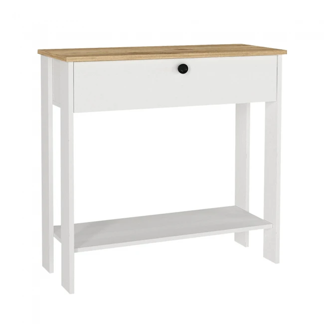 Κονσόλα Priapos Megapap χρώμα λευκό - sepet oak 90x29,6x91,8εκ.