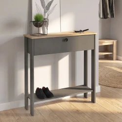 Κονσόλα Priapos Megapap χρώμα ανθρακί - sepet oak 90x29,6x91,8εκ.