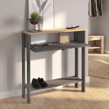 Κονσόλα Priapos Megapap χρώμα ανθρακί - sepet oak 90x29,6x91,8εκ.
