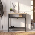 Κονσόλα Priapos Megapap χρώμα ανθρακί - sepet oak 90x29,6x91,8εκ.