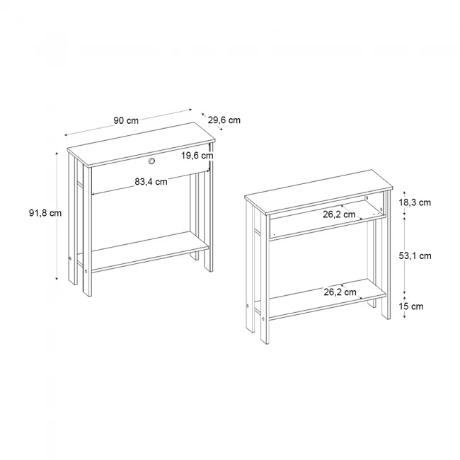 Κονσόλα Priapos Megapap χρώμα ανθρακί - sepet oak 90x29,6x91,8εκ.