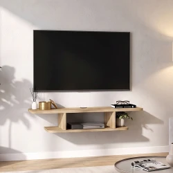 Έπιπλο τηλεόρασης επιτοίχιο Arkea Megapap χρώμα sepet oak 105x29,6x18,6εκ.