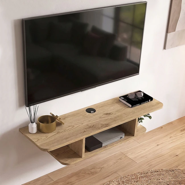 Έπιπλο τηλεόρασης επιτοίχιο Arkea Megapap χρώμα sepet oak 105x29,6x18,6εκ.