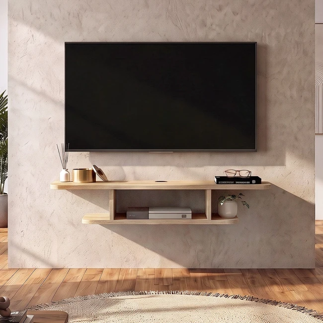 Έπιπλο τηλεόρασης επιτοίχιο Arkea Megapap χρώμα sepet oak 105x29,6x18,6εκ.