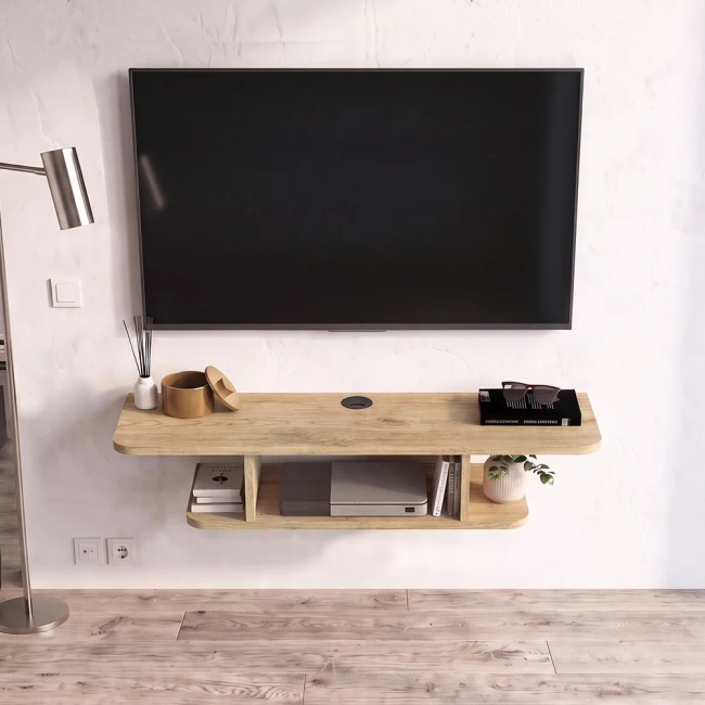 Έπιπλο τηλεόρασης επιτοίχιο Arkea Megapap χρώμα sepet oak 105x29,6x18,6εκ.