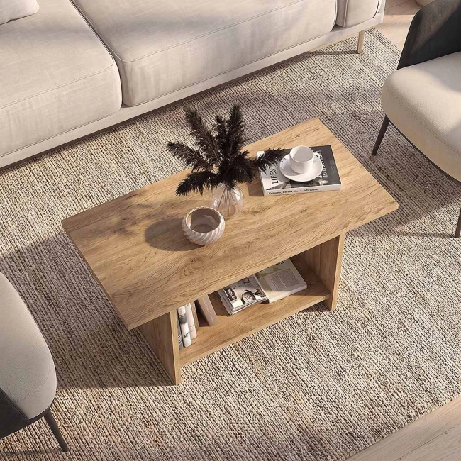 Τραπεζάκι σαλονιού Rema Megapap χρώμα sepet oak 80x40x41,8εκ.