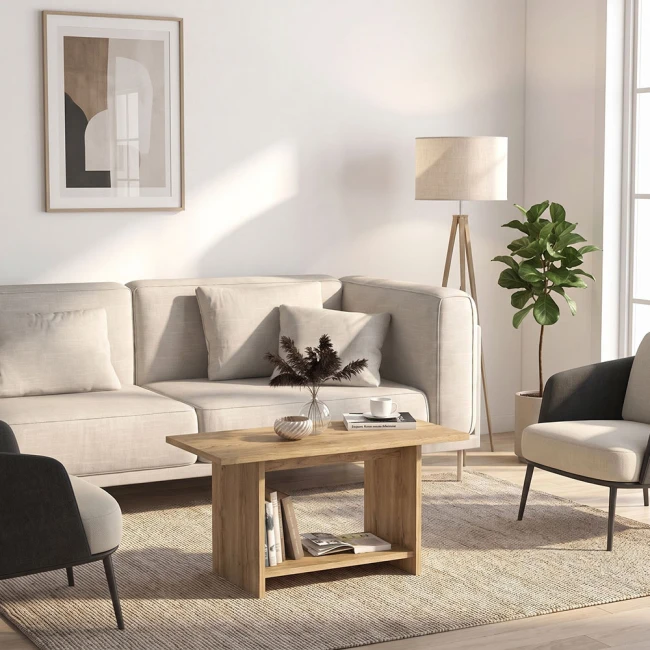 Τραπεζάκι σαλονιού Rema Megapap χρώμα sepet oak 80x40x41,8εκ.