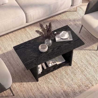 Τραπεζάκι σαλονιού Rema Megapap χρώμα sencron black 80x40x41,8εκ.