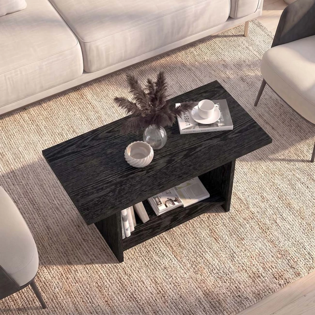 Τραπεζάκι σαλονιού Rema Megapap χρώμα sencron black 80x40x41,8εκ.