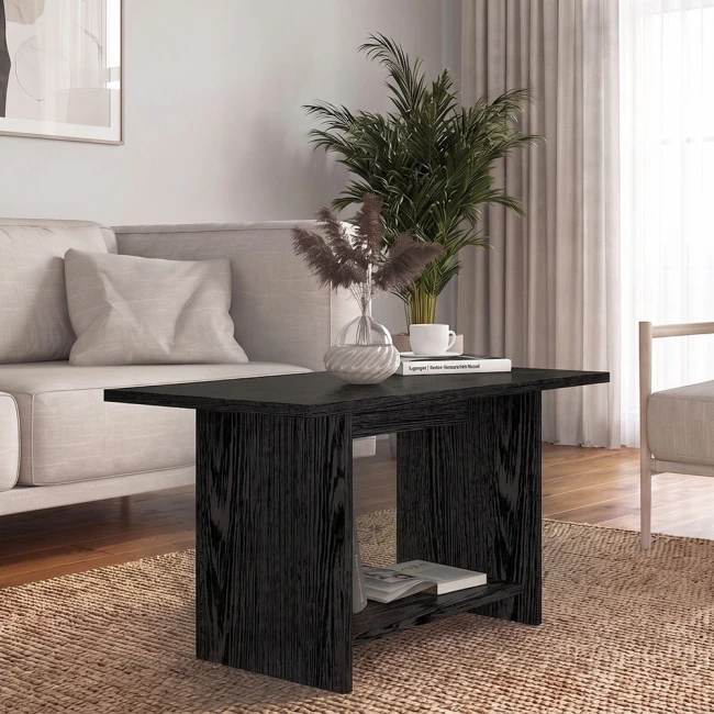 Τραπεζάκι σαλονιού Rema Megapap χρώμα sencron black 80x40x41,8εκ.